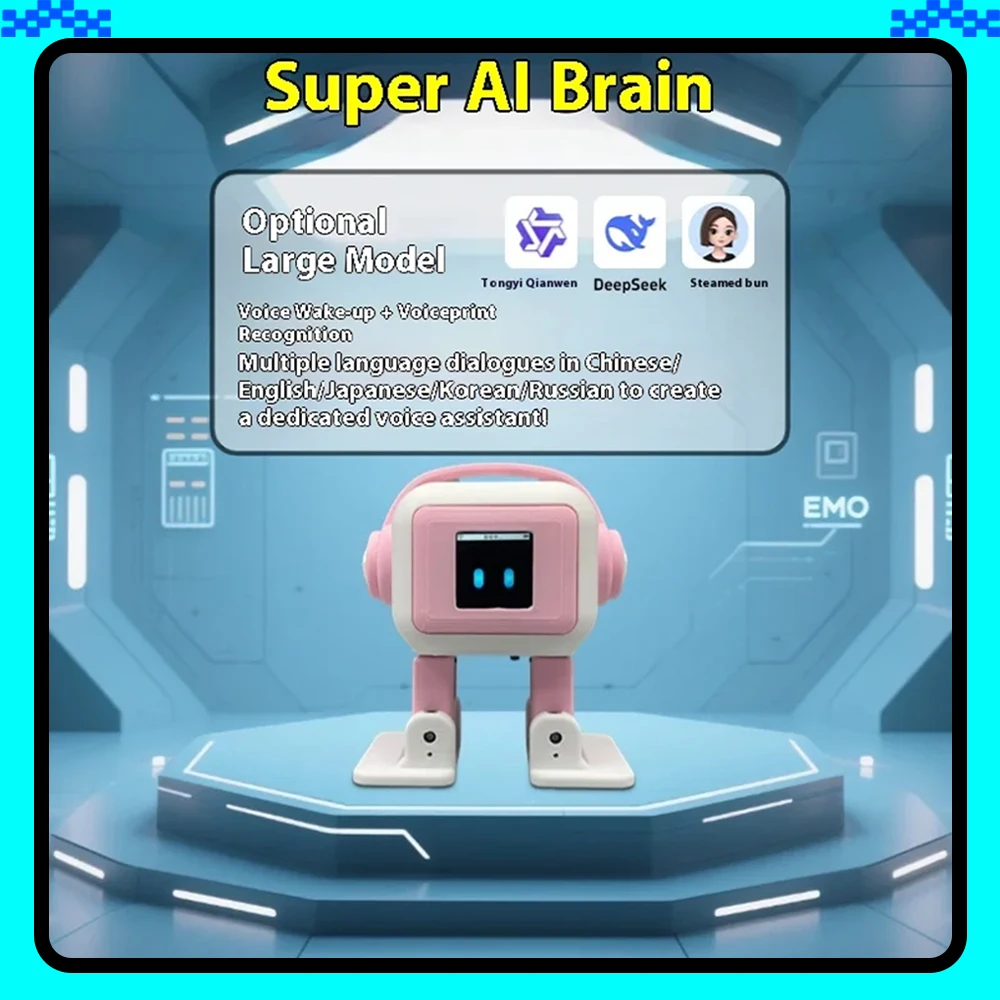 

Робот AI EMO ESP32-S3, основное управление, экран 1,54 дюйма, интеллектуальный интерактивный робот, расспознавание голосовых отпечатков, компаньон для детей