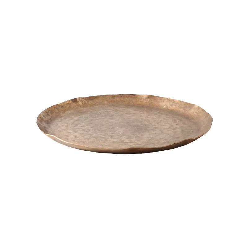 Italian light luxury silver metal aluminum irregular shallow edge fruit plate snack nut storage tray tea tray decoration