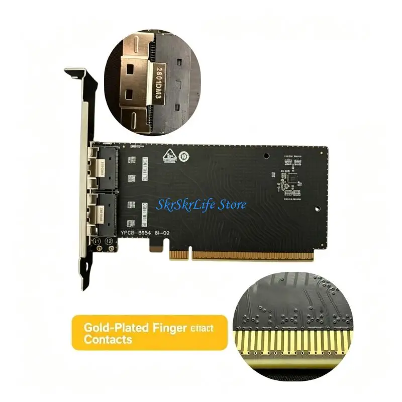 E65E Metal Mount PCIe to SFF-8654 Expansion Card for Internal Storage Layouts