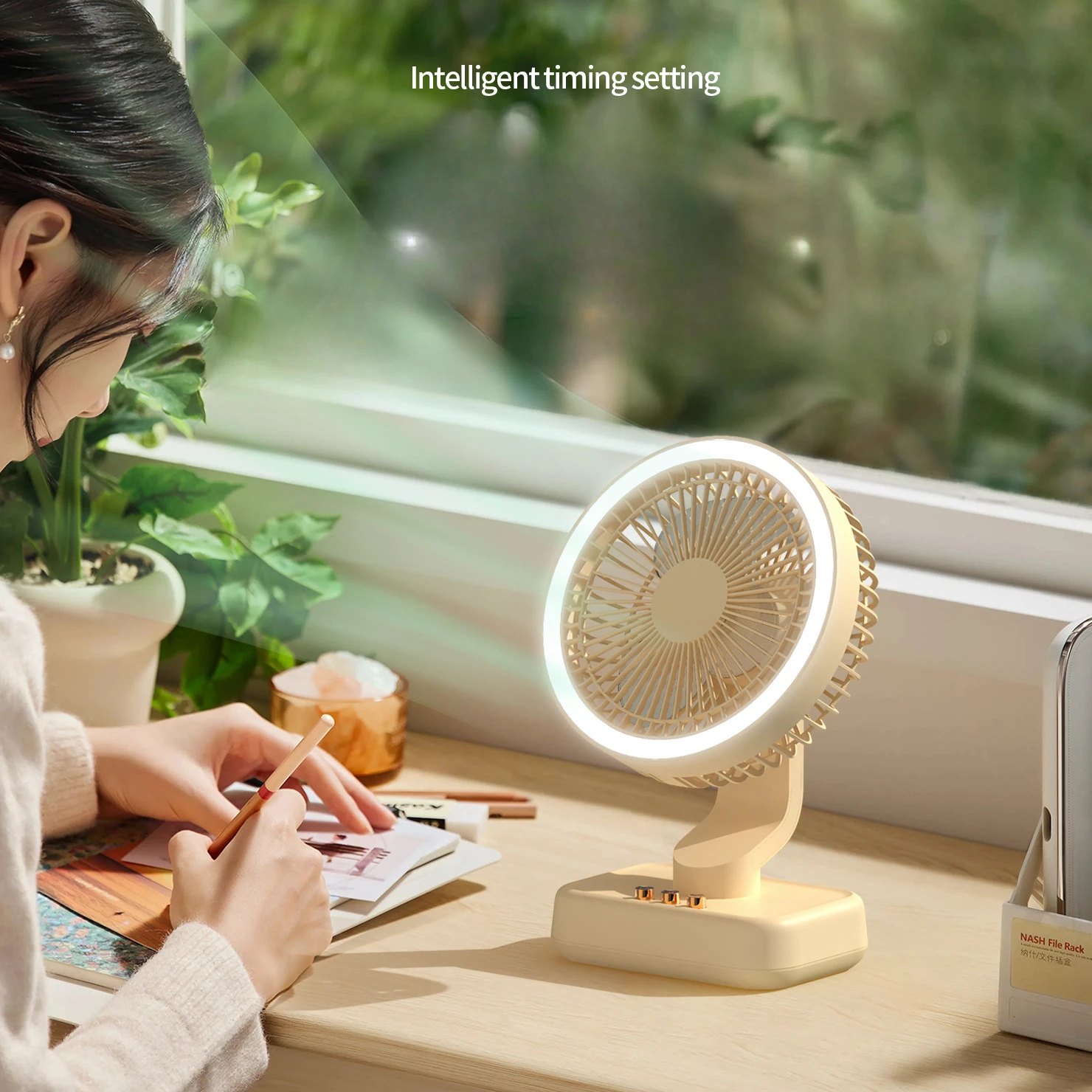 Mijia New Desktop Electric Fan Wireless Fold Rechargeable and Lighting Low Noise Ventilador Desktop Outdoor Camping Mini Fan