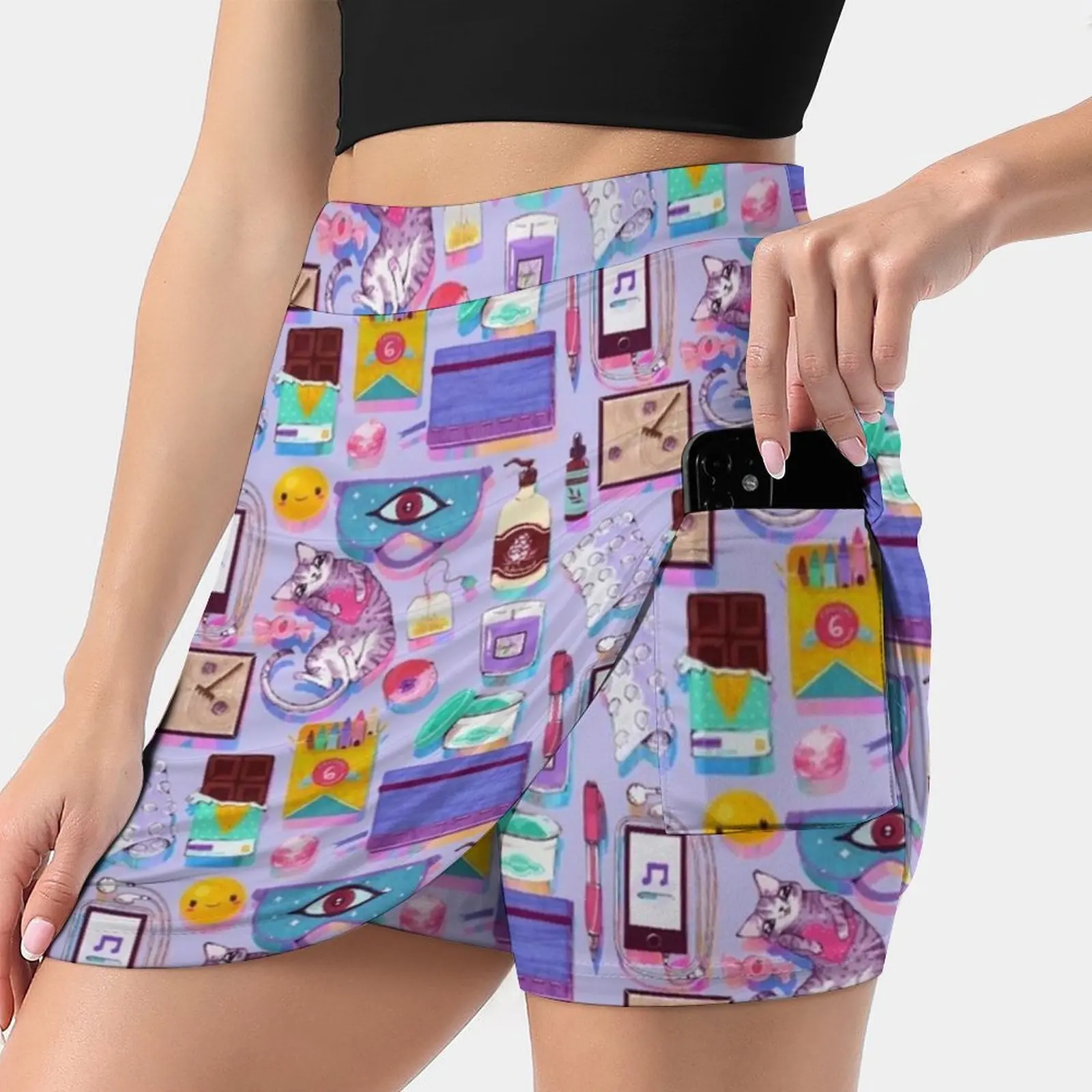 

Stress-Relief Kit Women's skirt Y2K Summer Clothes 2022 Kpop Style Trouser Skirt With Pocket Stress Relief Kit Items Cat Pen