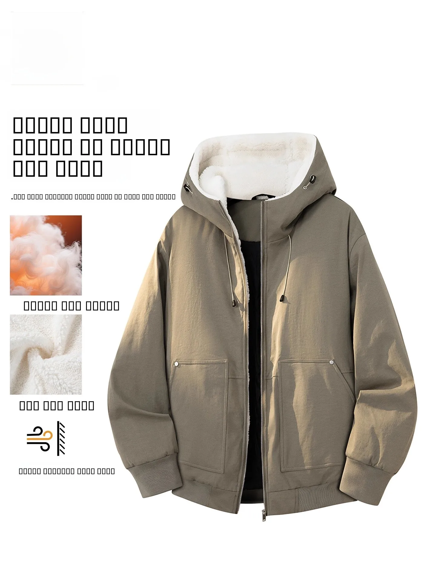 

Thiened Lamb Velvet Cotton Jaet Men's Autumn Winter New Sle Warmth Workwear Cotton Coat Youth ular Casual Long Sv...