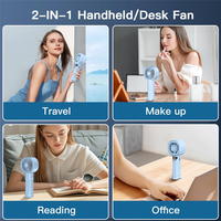 Portable Handheld Fan, Mini Personal Fans With Digital Display, 3 Wind Speeds, 3000Mah Battery USB Hand Held Fan