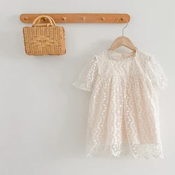 Summer Lace Baby Girls Dress Short Sleeve Dresses Weddings Kids Birthday Party Princess Dress Children Tulle Vestidos Clothes