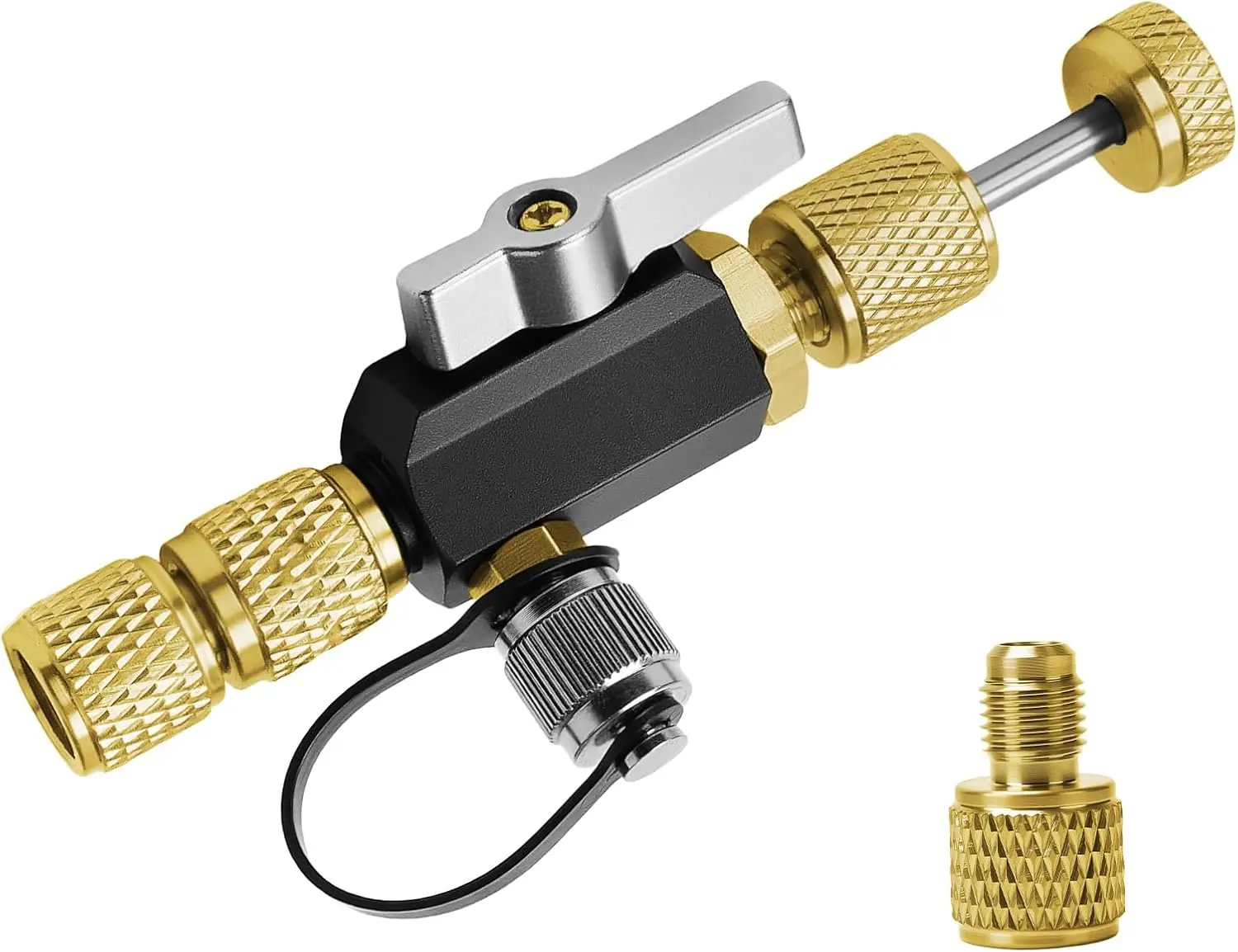 1/4 "5/16" válvula dupla mega fluxo vácuo avaliado ferramenta de remoção do núcleo da válvula 20 mícrons essencial para r32 r410a r22 r12 r407 sistemas hvac