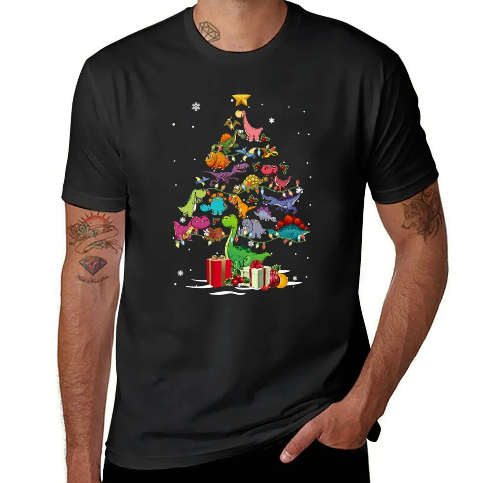 Funny Xmas Tree Noel Dinosaur Christmas T-Shirt funnys quick-drying big and tall t shirts for men
