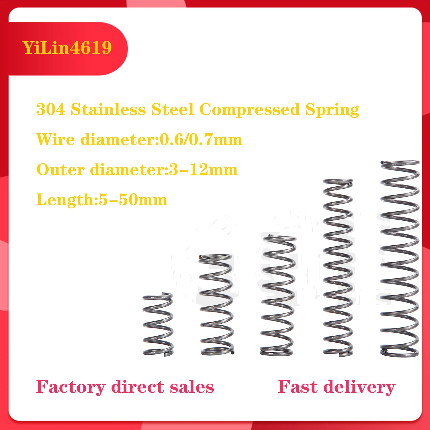 

304 Stainless Steel Compression Spring Y-shaped Shock Absorption Return SpringWire Diameter 0.6mm/0.7mm10PcsCustomizable