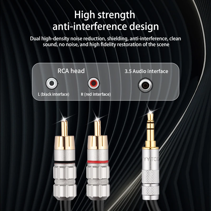 YYTCG 3.5 to 2RCA Aux cable, CM adapter, TV audio cable, PC amplifier, Home Theater, DVD speaker cable, 3.5 mm to 2RCA