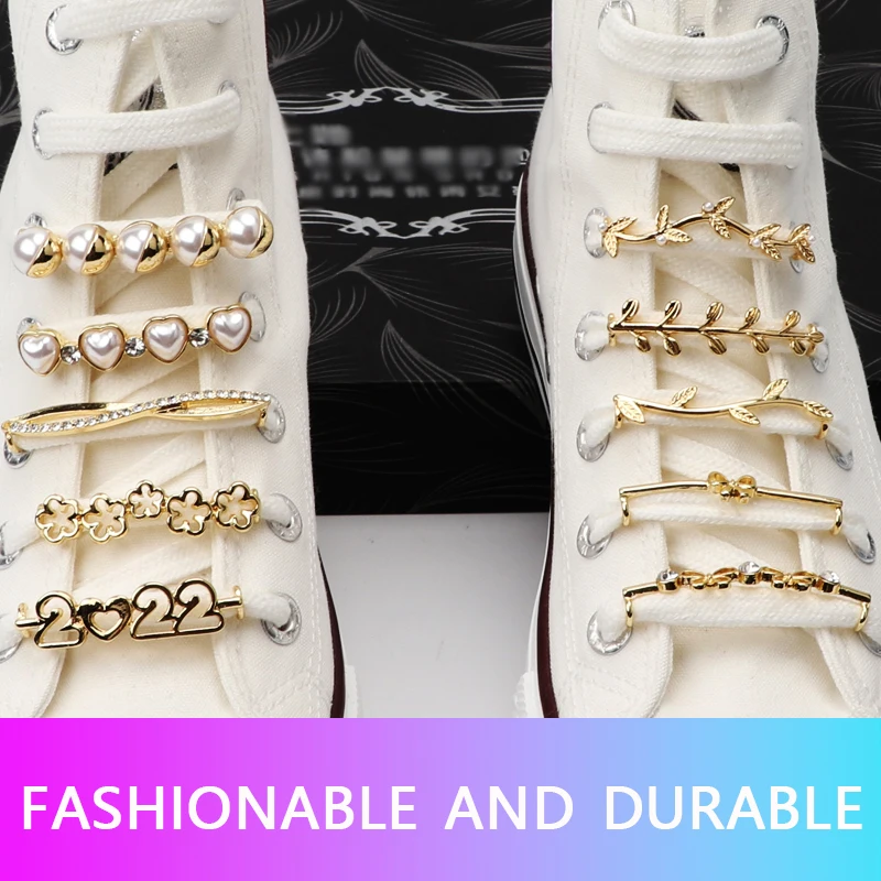Shoelaces Decoration Clips Buckle Pearl Shoes Charm Accessories Shiny Rhinestones Women Girl Decorative Sneakers DIY 1Pc Fashion
