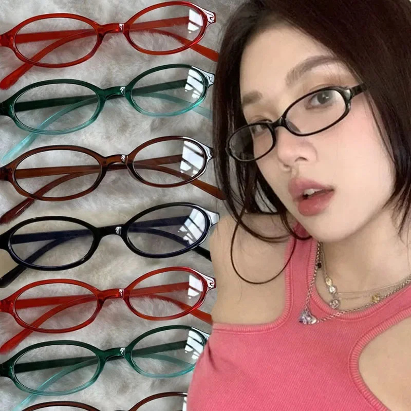 Y2K Retro Small Square Frame Glasses Women's Harajuku Japanese Eyeglasses Clear Reading Spectacle Blue Light Blocking Eyewears