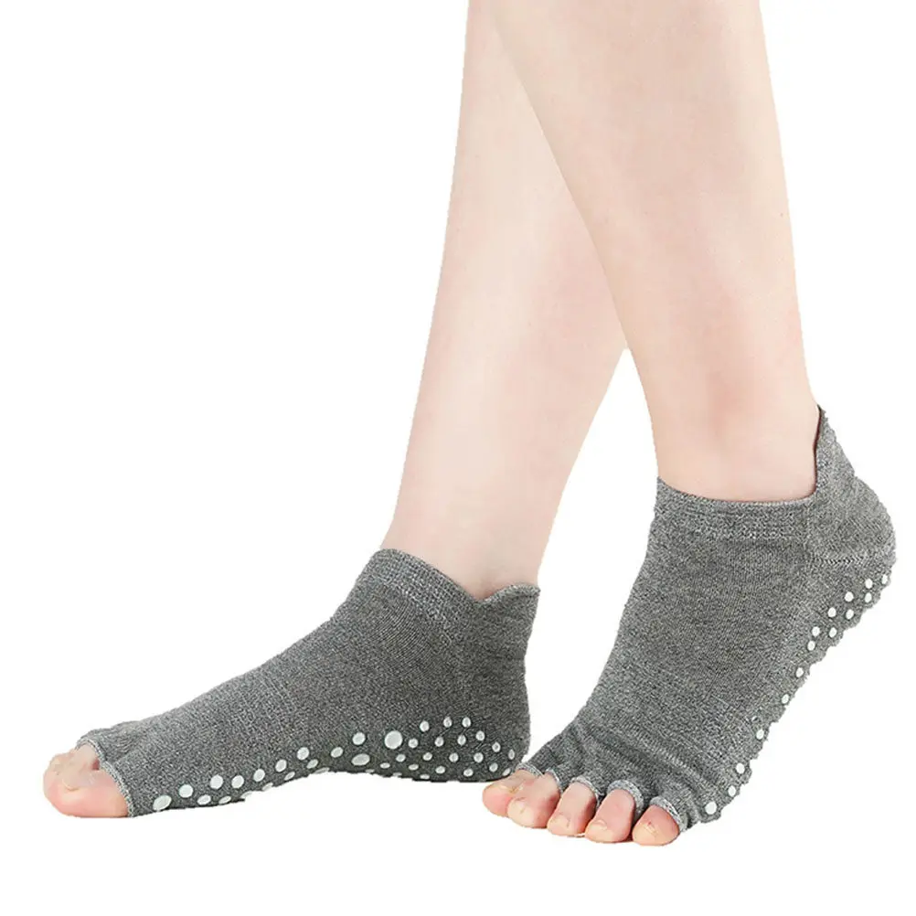 4 pares de calcetines de yoga para mujer, sin dedos, suela de silicona antideslizante, agarre que absorbe la humedad para Pilates, Barre, Yoga, Ballet y Danza