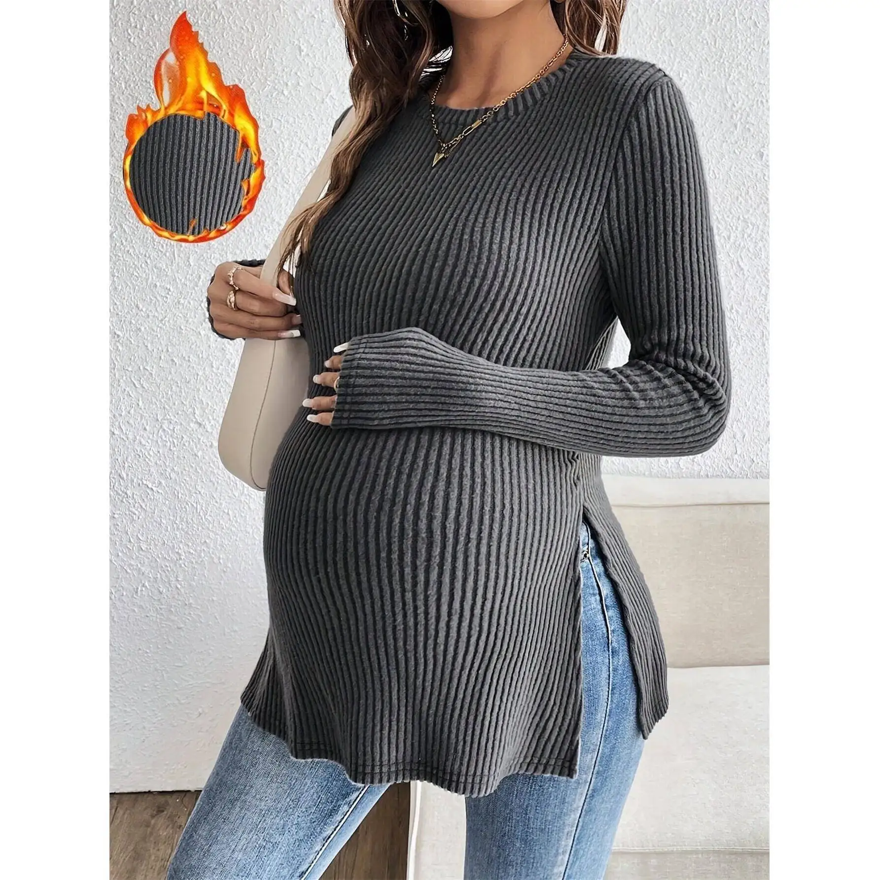 

Slim Ribbed Knit T-Shirt Women's Ice Silk Princess Sleeve Neck No Brand Cross-Border Fashionable Casual Top