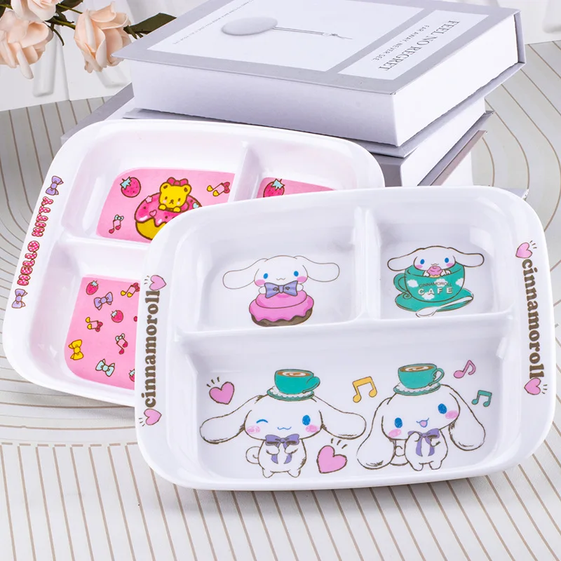 Nouveau Sanrio Hello Kitty assiette à dîner cannelle vaisselle pour enfants mignon dessin animé assiette de petit déjeuner assiette de nourriture créative