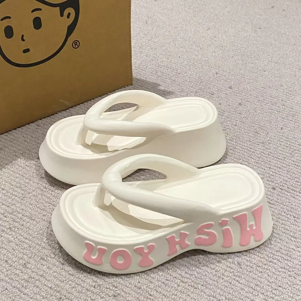 صنادل صيفية ذات نعل سميك، صنادل نسائية عصرية بكعب مكتنز، صنادل شاطئ منزلية بنعل ناعم #4