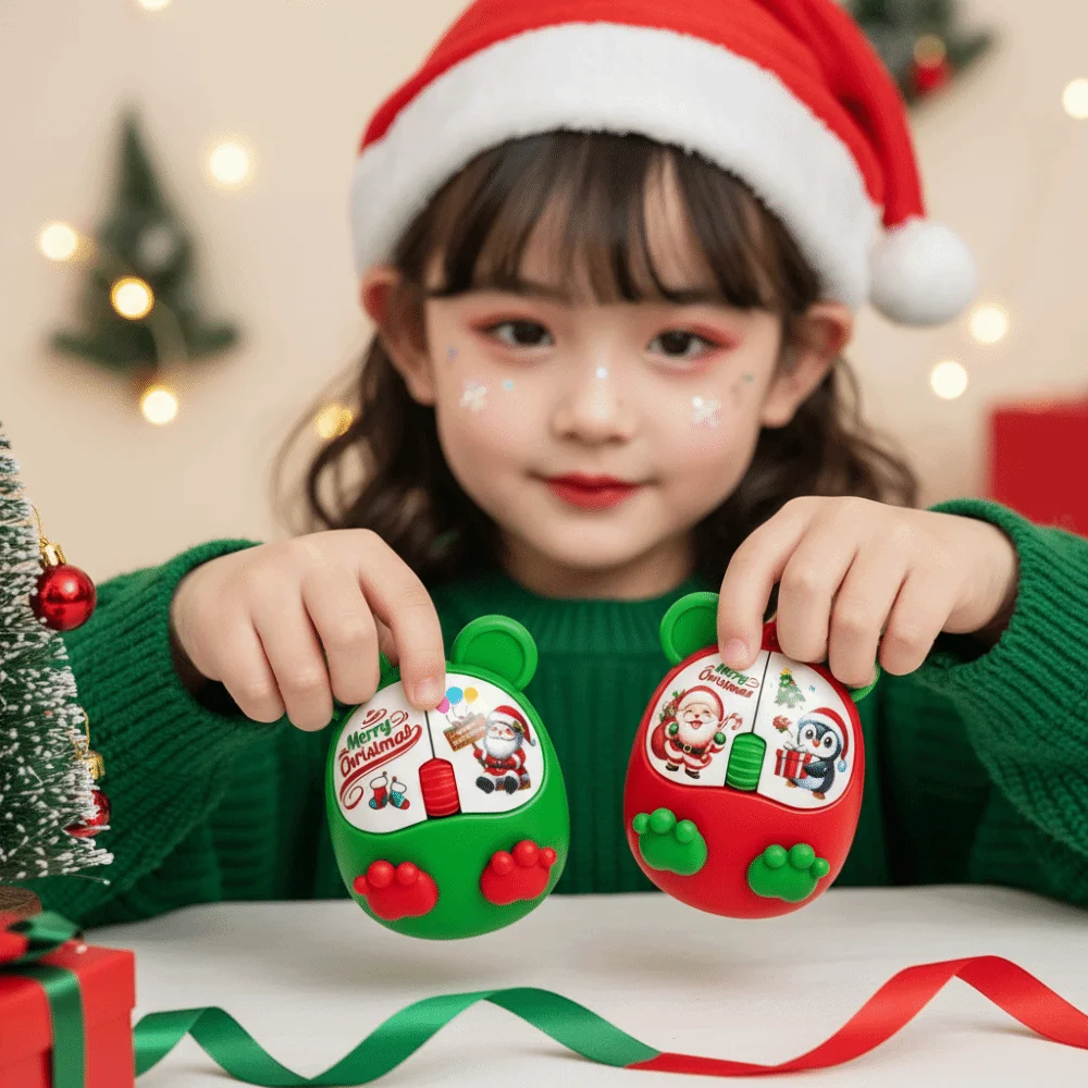 Light-emitting Glowing Christmas Key Chain Auditory-feedback Pocket-sized LED Mouse Clicker Lightweight Clickable