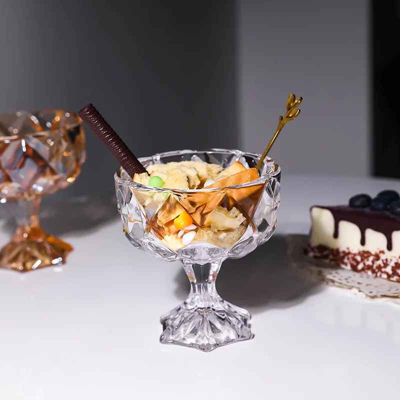 

Ice Cream Cup Crystal Glass Dessert Bowl Yogurt Pudding Glass Cup Transparent Elegant