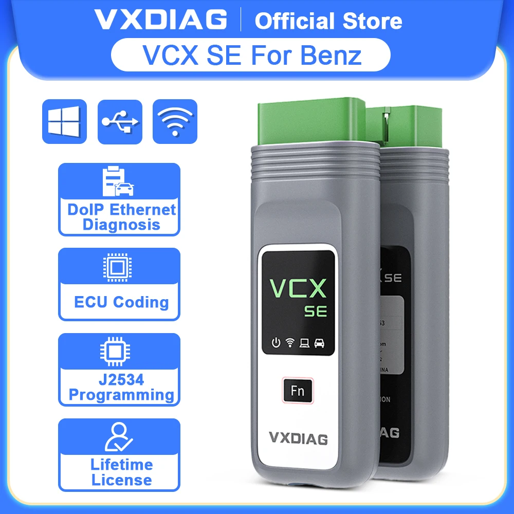 VXDIAG VCX SE for Mercedes Benz Car OBD2 Diagnostic Tool MB Star C6 DoIP Active Test All System Diagnosis Coding Programming