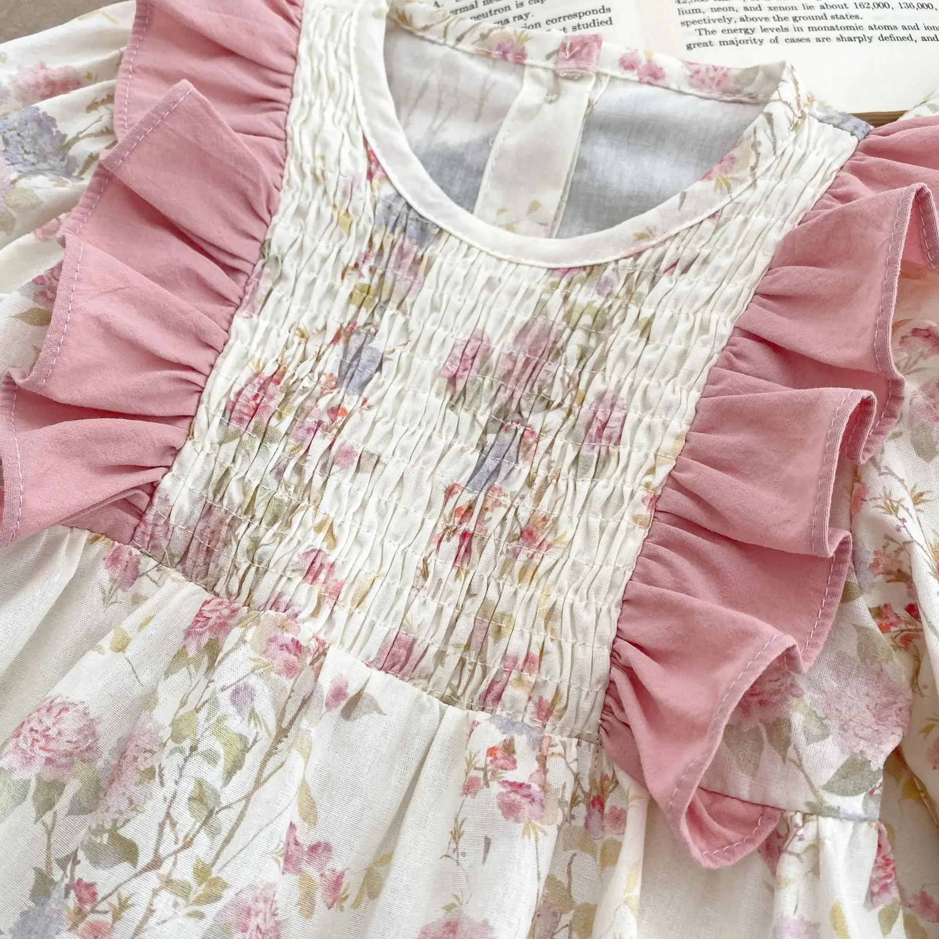 Ins Spring Autumn Baby Girls Rompers Ruffle Floral Printed Long Sleeve Loose Infant Girls Bodysuit Toddler Girls Dress