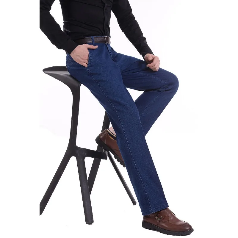 

Men Jeans Black Denim Pants Baggy Trouser Man Colthing High Waisted Sporty Design Casual Solid Slim Fit Breathable Blue