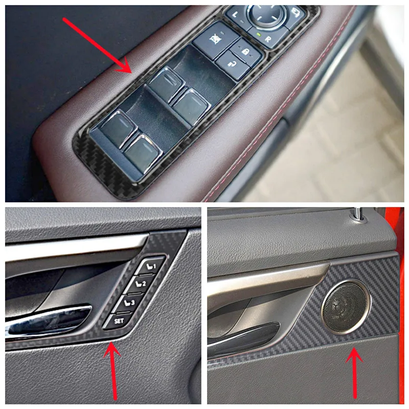 

Car Door Handle Windows Control Panel Decorative Cover Trim Strip Carbon Fiber Stickers For Lexus RX300 200 Interior Accessories