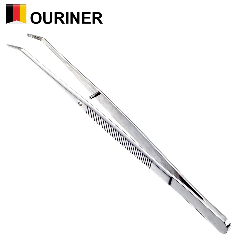 Ourriner Stainless Steel Nail Art Nippers Tweezers Rhinestones Crystal Sequins Glitter Picking Up Cotton Cleaner Tools Manicure