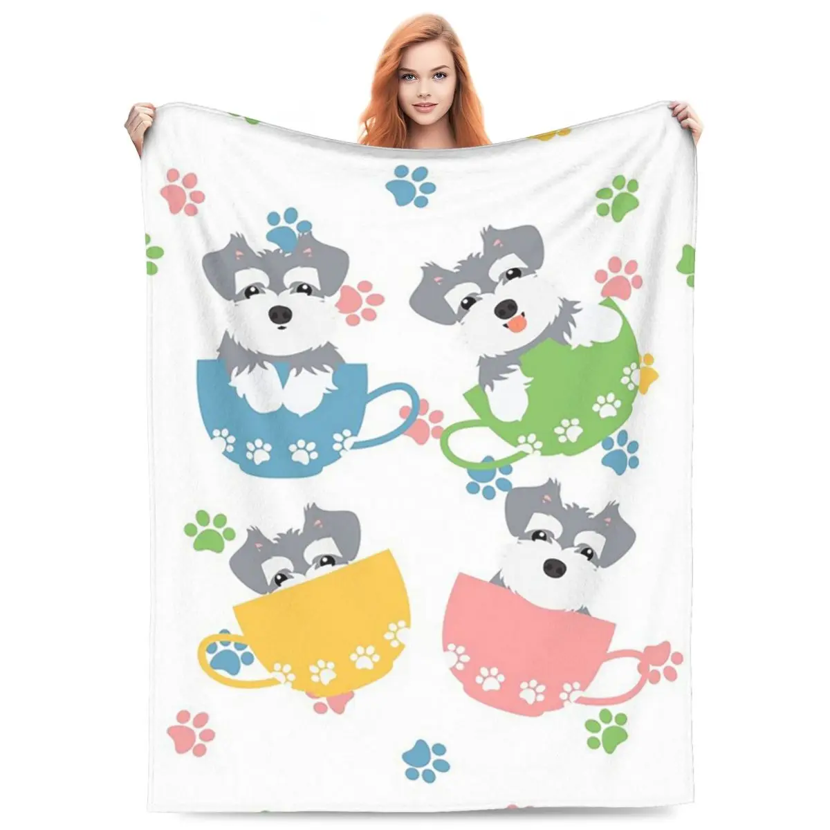 

Cute Teacup Miniature Schnauzer Puppies Blanket Fleece Sofa Throw Blanket Throw Blankets for Home Bedroom Throws Bedspread Quilt