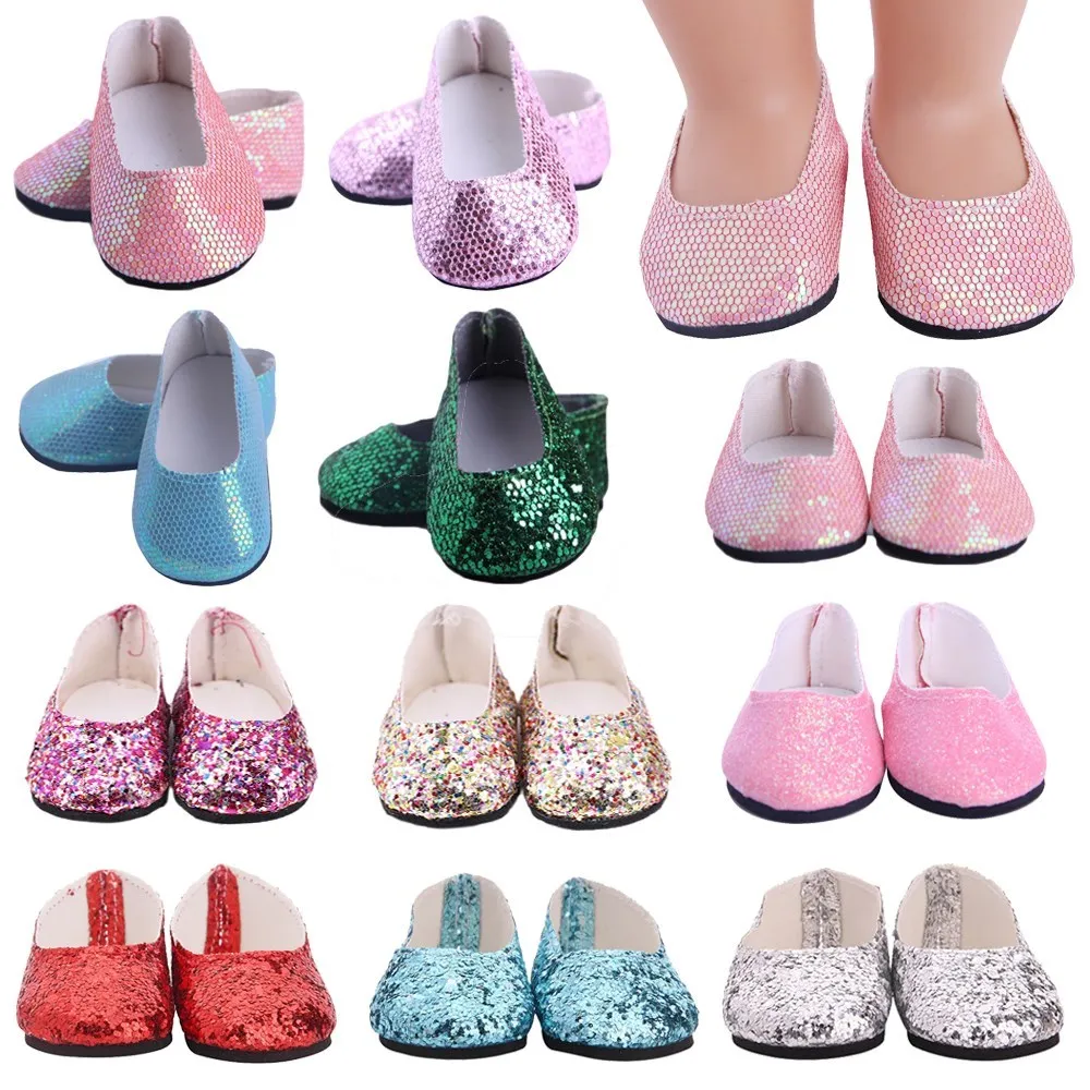 

7Cm Baby Sequins Dolls Shoes Fit For 18 Inch American Doll&43cm Baby New Born Zaps Doll Clothes Accessories,Girls Toy Gift