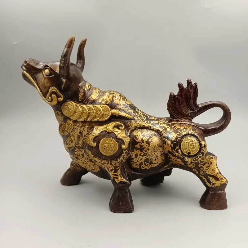 

Antique Copper Cattle Decoration Printing Cow Large Size Arrogant Home Decoration Craft Gift Antique Collection Wholesale