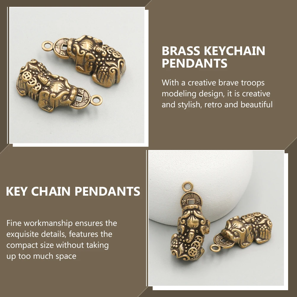 

Brass Keychain Pendants Retro Brave Modeling Vintage naments Bite Money Pi Sturdy Durable Creative Stylish Small