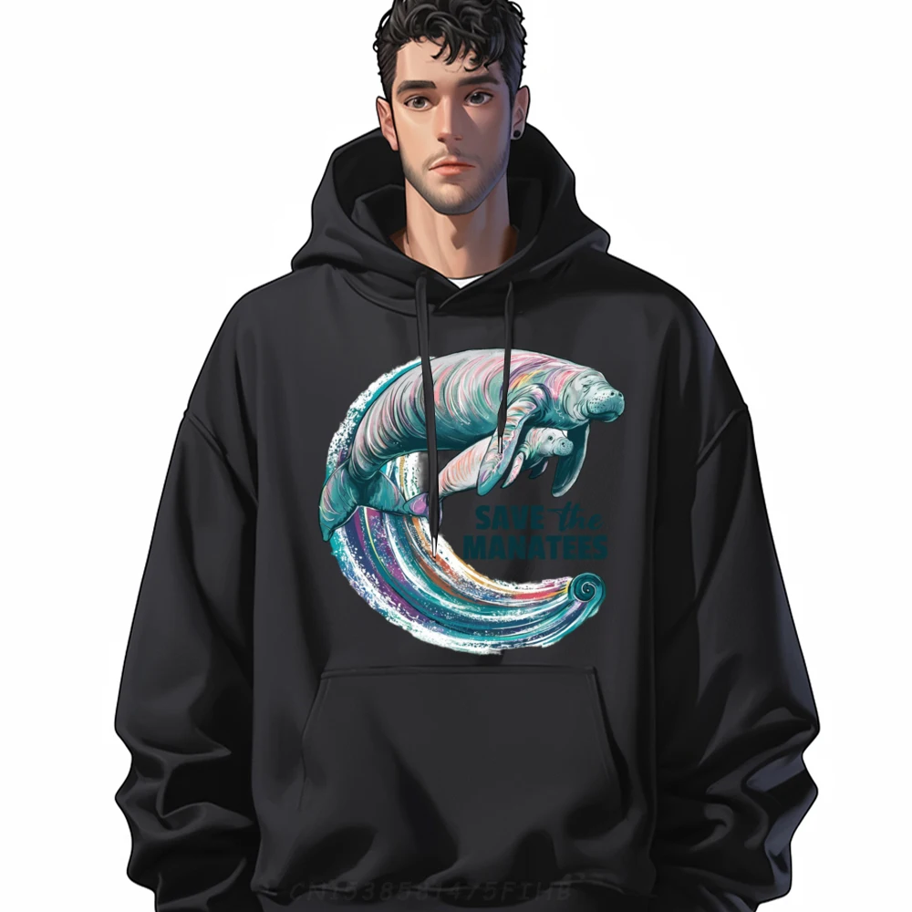 

Save The Manatees Ocean Conservation Funny Summer Crewneck Men Hoodies Casual Coats Funny Long Sleeve Hoodies
