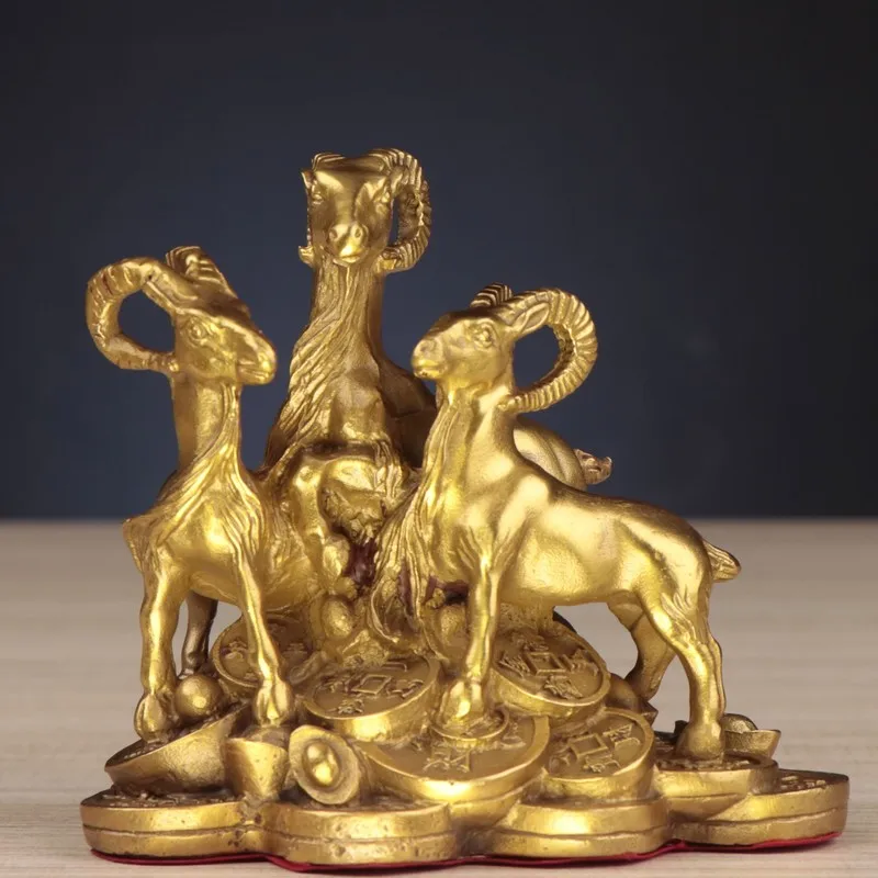 Home Office Crafts Decorations Copper Three Sheep Symbolizing Prosperity