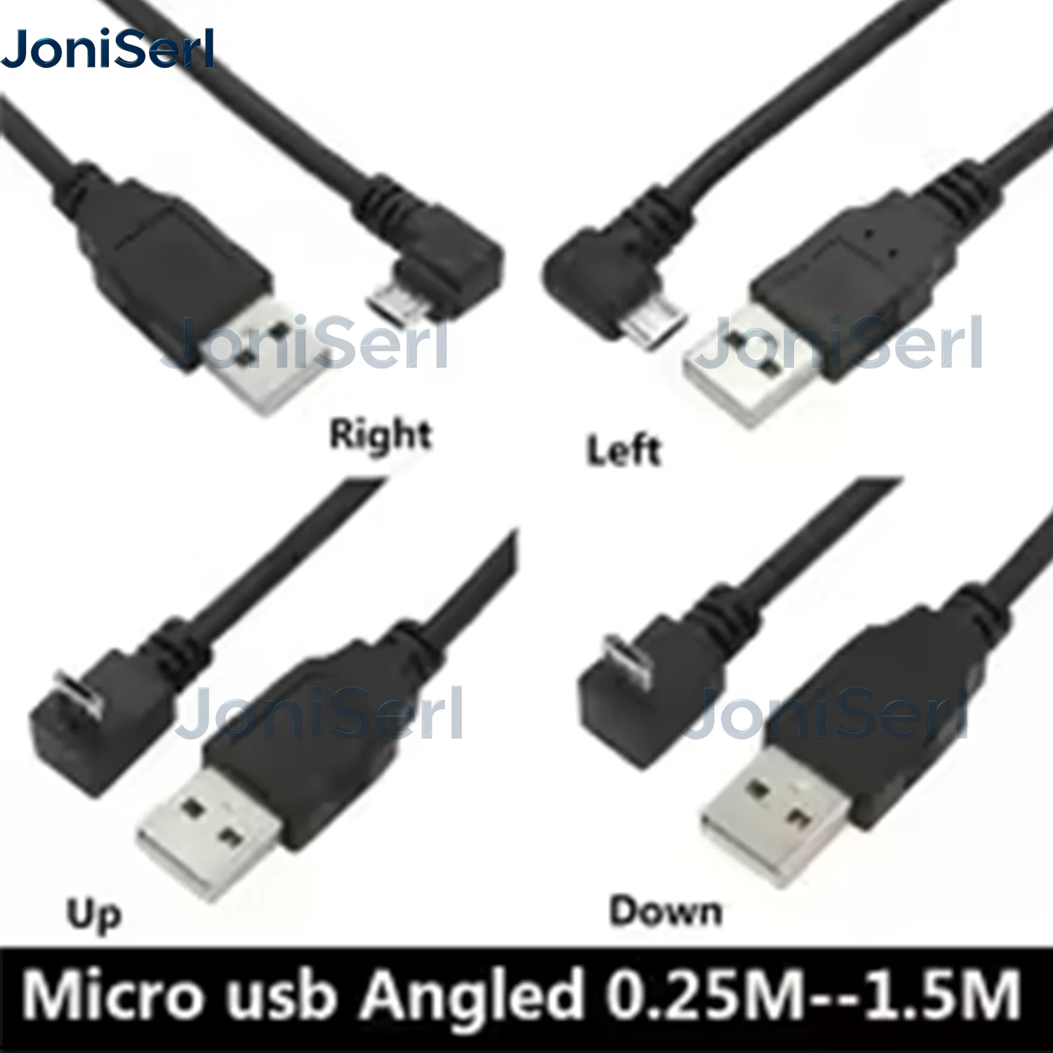 JonISerl USB 2.0 Male to Micro USB Up & Down& Left & Right Angled 90 Degree Cable 20cm for Cell Phone Tablet