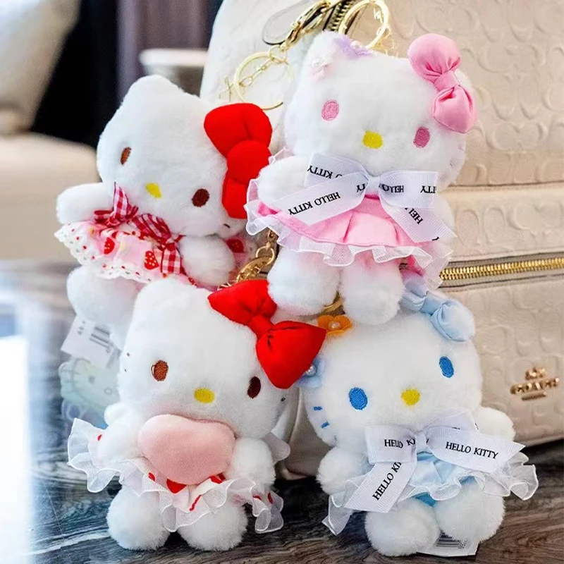 Sanrio-Llavero de Hello Kitty para niños, bolsa colgante, Kuromi Cinnamoroll, juguetes de peluche para niñas, mochila, correa, regalos de cumpleaños, muñeca
