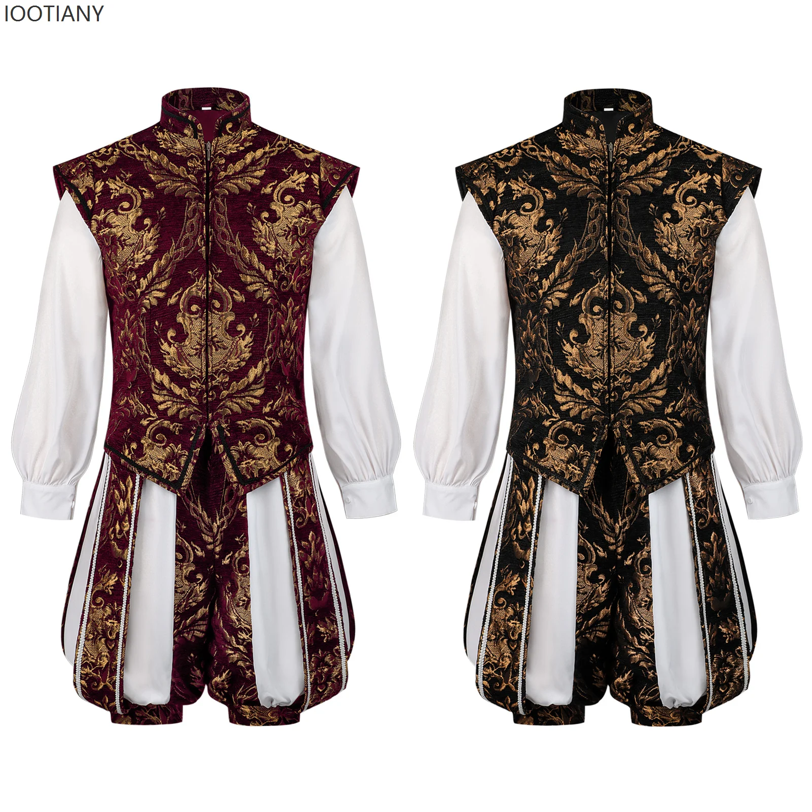 Men Renaissance Royal Prince Costume Vintage European Noble Outfit Medieval King Stage Party Wedding Faire Cosplay Luxury Suit view 2