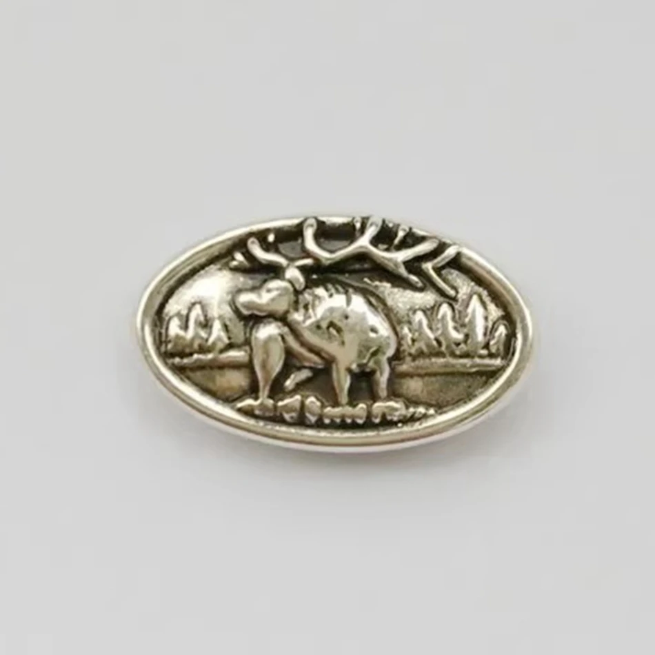 

DIY handmade leather craft hardware accessories, antique silver elk pattern decorative buckle, 27mm*15mm (2 pieces)