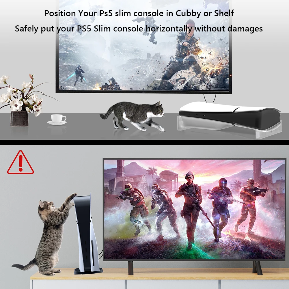 For PS5/5 Slim Horizontal Stand Transparent Game Console Base Bracket For Sony Playstation 5 Slim Disc Digital Edition Accessori