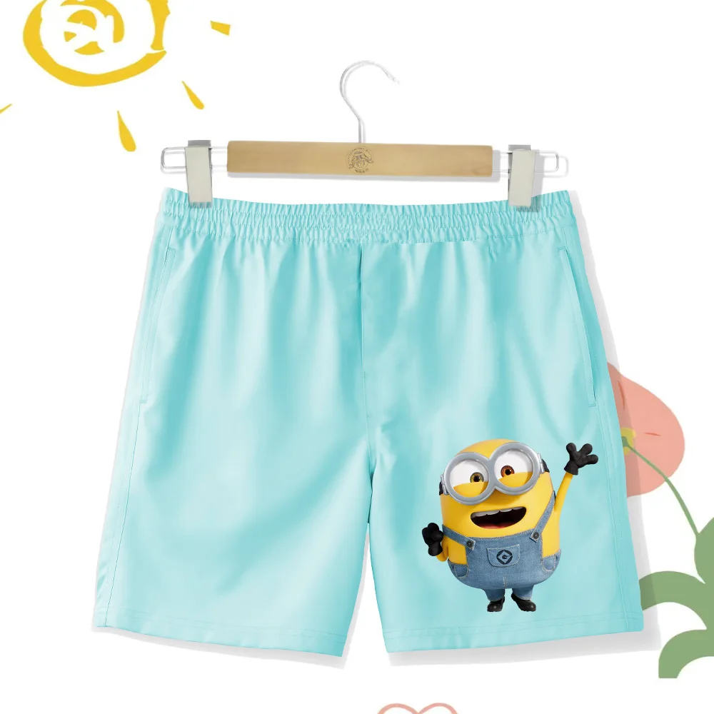 Cute Anime Cartoon Minions Funny Shorts Children\'s Beach Pants Fashion Boys and Girls Clothing Breathable Four Seasons