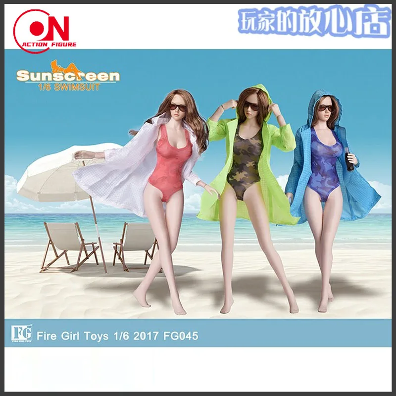 Fire Girl Toys FG045 1/6 Scale Camouflage Swimsuit Sexy Bikini Sunscreen Suit Fit 12" Female Action Figure In Stock