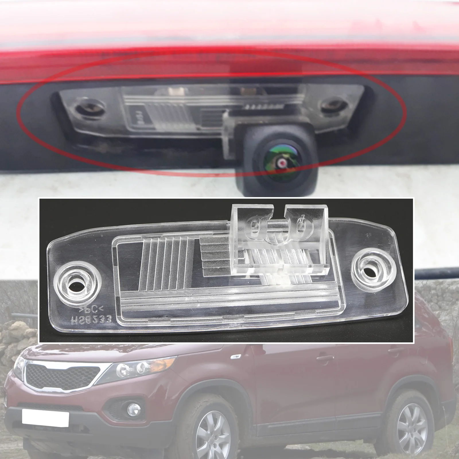 Soporte de cámara de visión trasera para coche, accesorios de placa de carcasa para Naza, Kia Sorento, XM, 2015, 2014, 2013, 2012, 2011, 2010, 2009, 2008