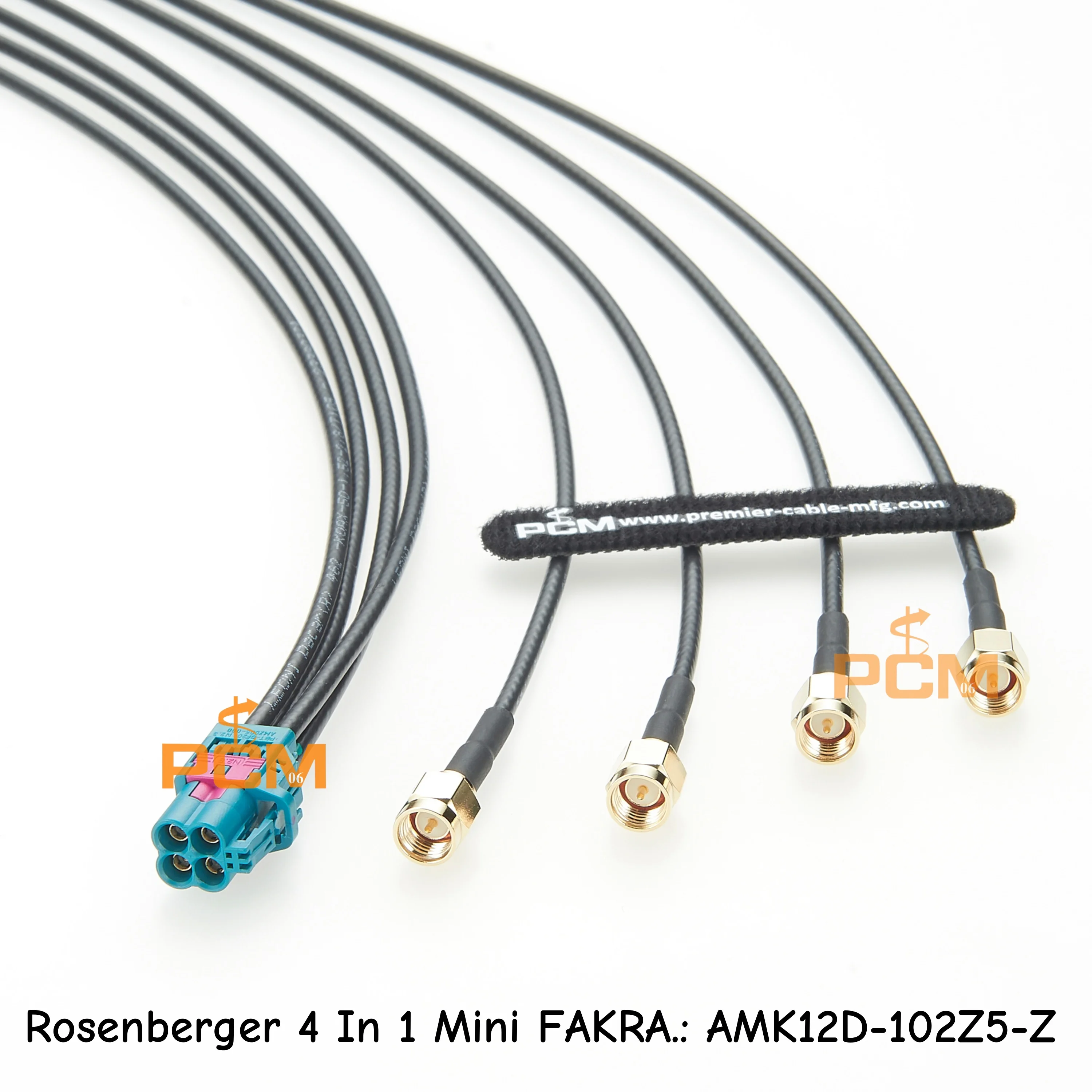 Rosenberger 4 In 1 Mini FAKRA to 4 SMA Male Connector DACAR 462 Coaxial Cable 50 Ohm Quad HFM Mini FAKRA to SMA RF Coaxial Cable
