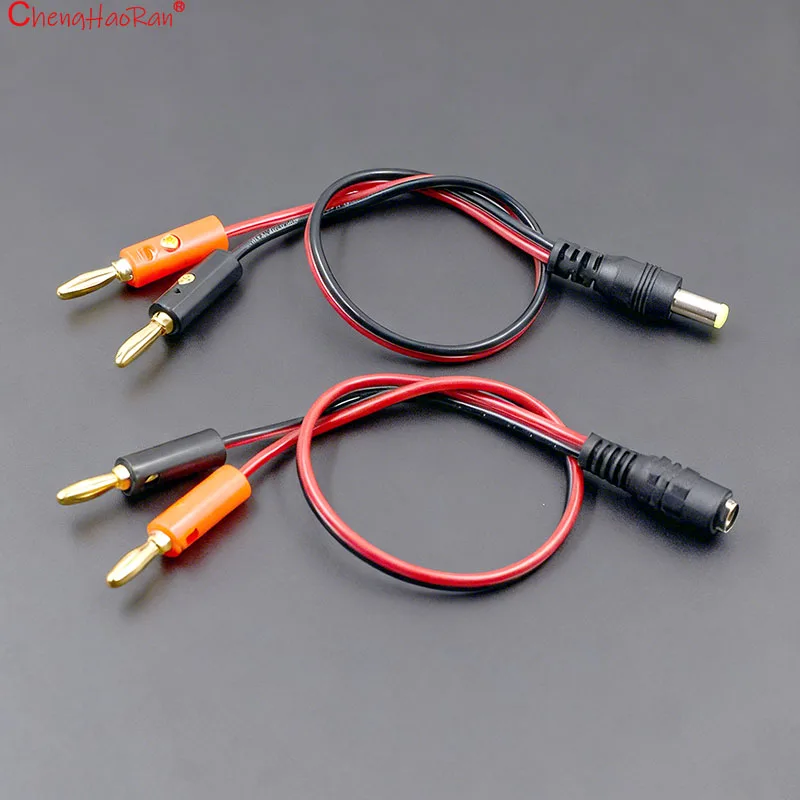 1PC DC Plug To Banana Plug Wire 4mm Power Test Wire DC5.5-2.1 To Banana Plug DC Male DC Female 25CM Long Line view 2