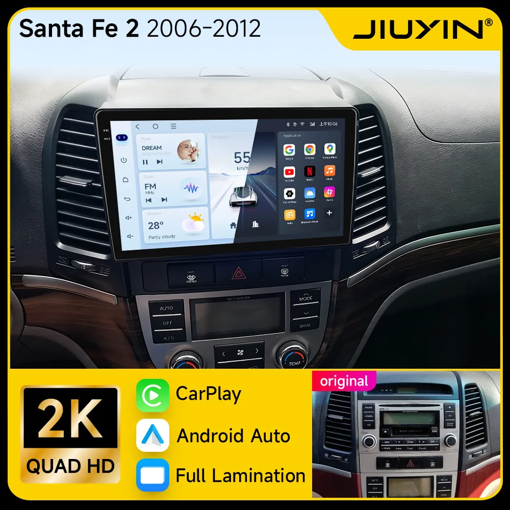 

For Hyundai Santa Fe 2 2006-2012 Android 15 Auto Radio Stereo Multimedia Player GPS Navigation Carplay with Android Auto