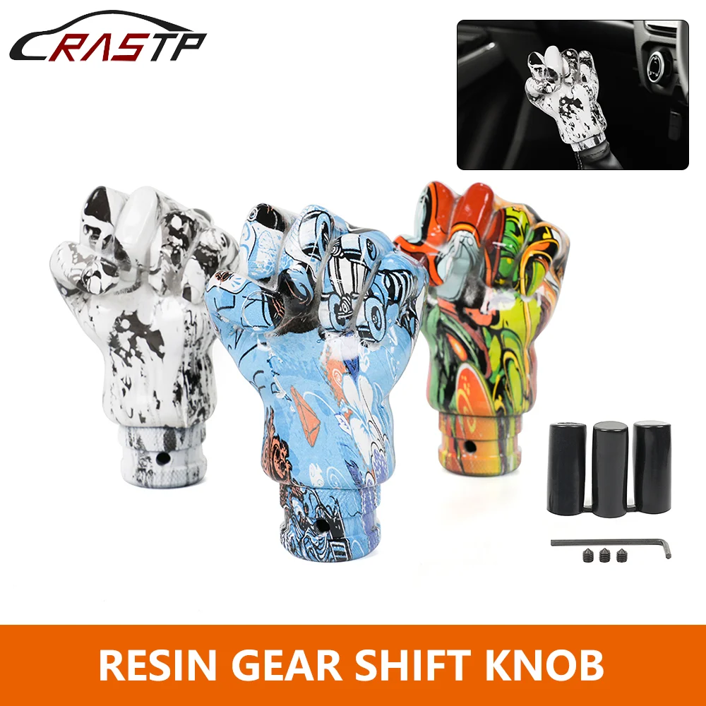 

Universal Manual Car Hand Shaped Style Resin Graffiti Gear Shift Knob Mixed Pattern Gear Stick Shifter Lever Handle SFN154