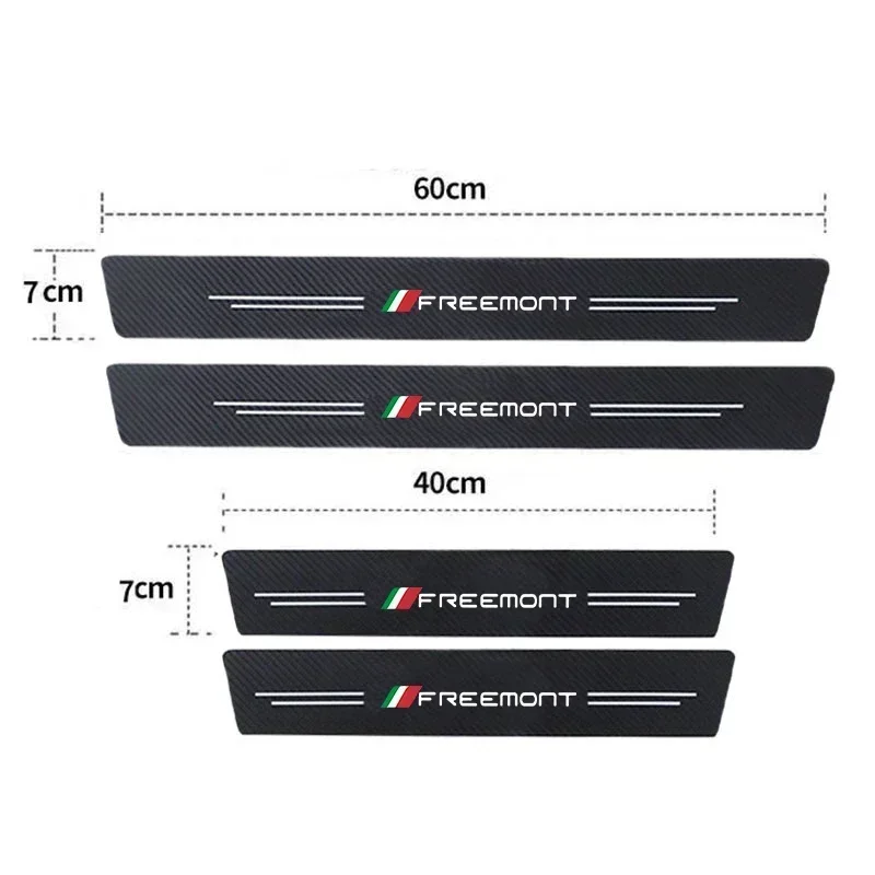 Car Front Rear Door Sill Scuff Plate for Fiat FREEMONT Badge Carbon Fiber Welcome Pedal Trunk Bumper Threshold Protector Sticker