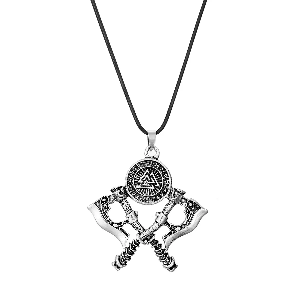 

Nordic Viking Warrior Double Axe Pendant Necklace Men's Rune Necklaces Hammer Gift Jewelry Factory Wholesale Dropshipping
