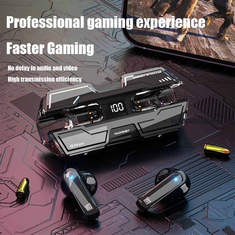 TWS Wireless Bluetooth 5.3 GM20 Gaming Headset Dual Mode High Range HiFi Stereo Audio Headset For Music image 6