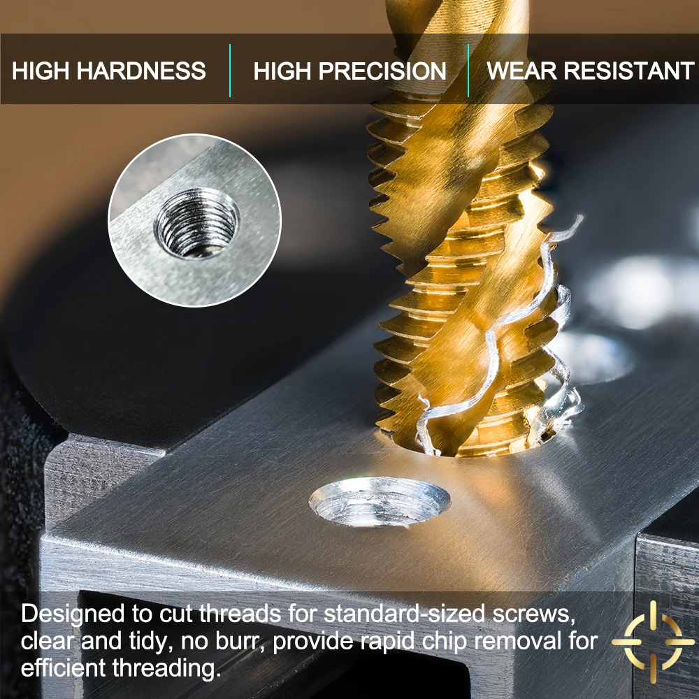 1pc HSS Vite Macchina Rubinetto Rivestito In Titanio Flauto A Spirale Filettatura Metrica Rubinetto M2 M2.5 M3 M3.5 M4 M5 M6 M8 M10 M12 M14 M16 M18