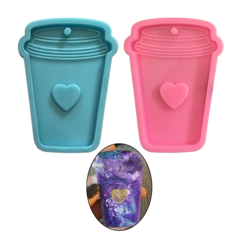 

Love Coffee Cup Keychain Resin Casting Mold Handicrafts Mold Heart Keychain Resin Mold DIY Craft Pendant Silicone Mould
