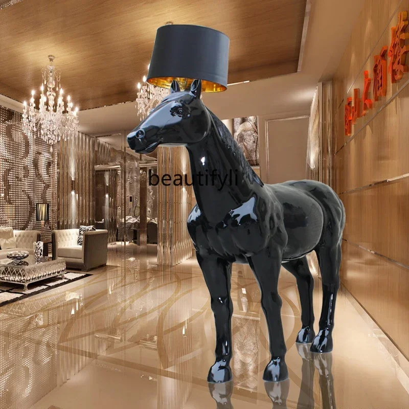 

Fiberglass Horse Sculpture Floor Ornaments Decoration Hotel Living Room Hall Art Decoration