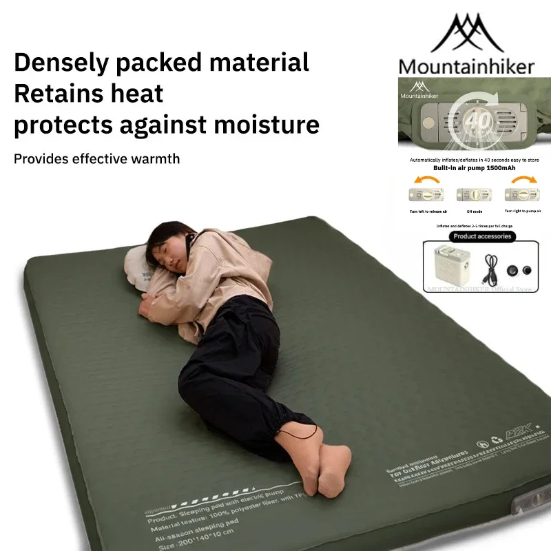 

Portable outdoor mattress, Thickened sponge pad , with integrated air pump for inflation and deflation, self-inflating mattress